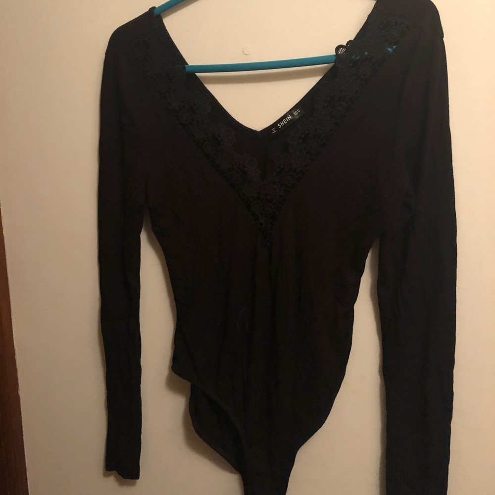 Black embellished bodysuit